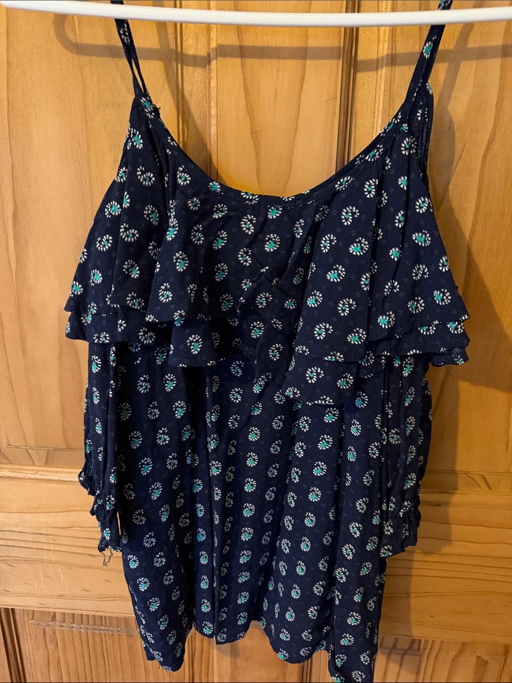 Navy Floral Ruffle Spaghetti-Strap Women's Camisole